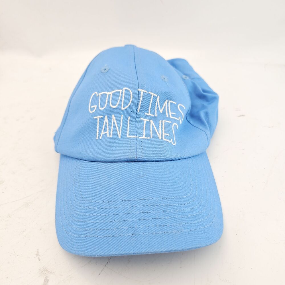 Good Times Tan Lines Blue Baseball Cap Hat Lid